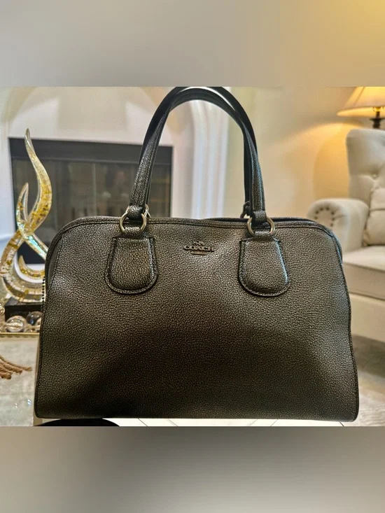 Coach Black Pebbled Leather Satchel with Detachable Strap - Picture 8 of 16